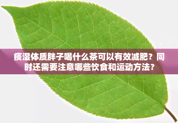 痰湿体质胖子喝什么茶可以有效减肥？同时还需要注意哪些饮食和运动方法？