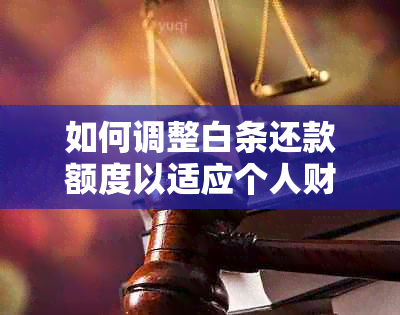 如何调整白条还款额度以适应个人财务状况