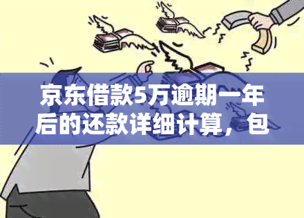 京东借款5万逾期一年后的还款详细计算，包含利息、罚款等费用