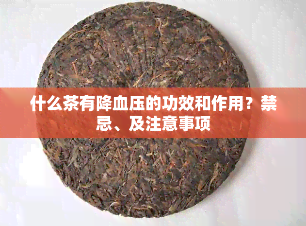 什么茶有降血压的功效和作用？禁忌、及注意事项