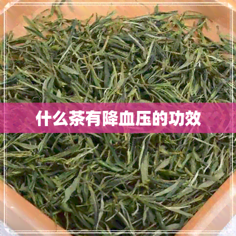 什么茶有降血压的功效