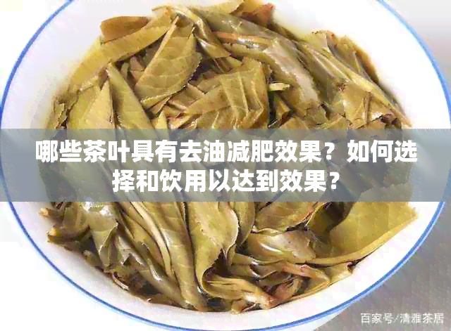 哪些茶叶具有去油减肥效果？如何选择和饮用以达到效果？