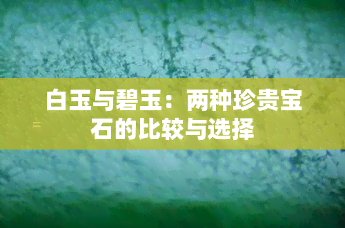 白玉与碧玉：两种珍贵宝石的比较与选择