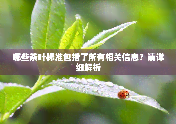 哪些茶叶标准包括了所有相关信息？请详细解析