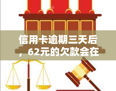 信用卡逾期三天后，62元的欠款会在报告中显示为多少金额？