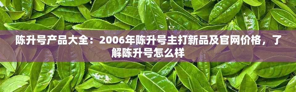 陈升号产品大全：2006年陈升号主打新品及官网价格，了解陈升号怎么样