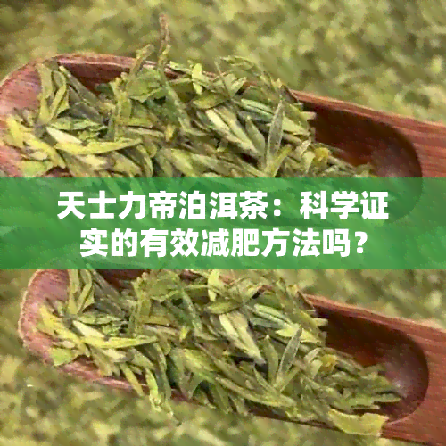 天士力帝泊洱茶：科学证实的有效减肥方法吗？