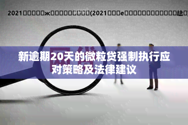 新逾期20天的微粒贷强制执行应对策略及法律建议