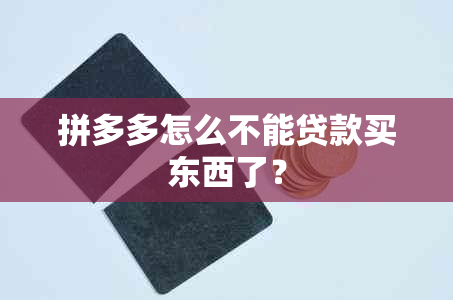 拼多多怎么不能贷款买东西了？