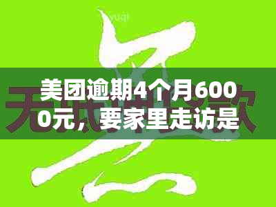 美团逾期4个月6000元，要家里走访是真的吗？