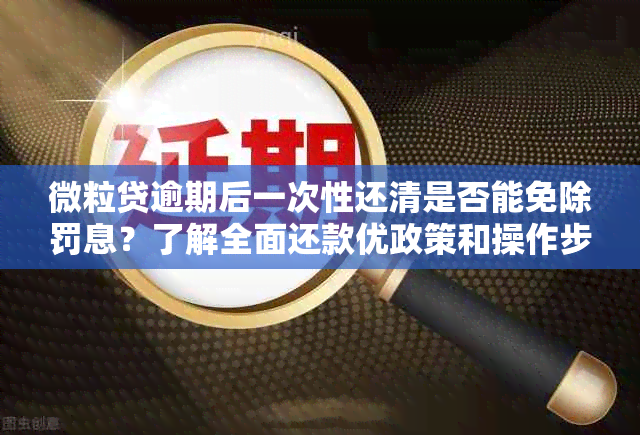 微粒贷逾期后一次性还清是否能免除罚息？了解全面还款优政策和操作步骤