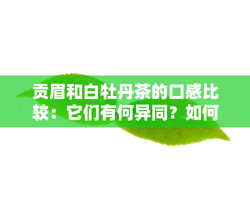 贡眉和白牡丹茶的口感比较：它们有何异同？如何选择适合自己的茶品？