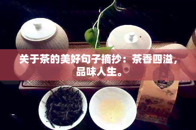 关于茶的美好句子摘抄：茶香四溢，品味人生。