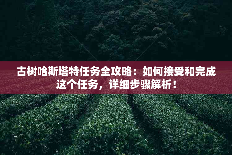 古树哈斯塔特任务全攻略：如何接受和完成这个任务，详细步骤解析！