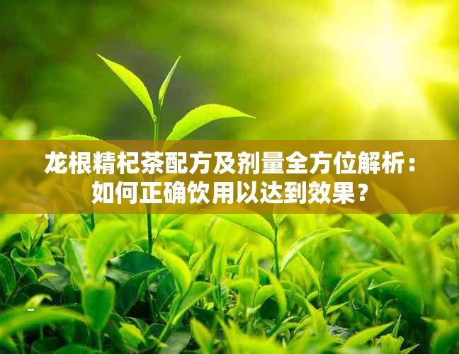 龙根精杞茶配方及剂量全方位解析：如何正确饮用以达到效果？