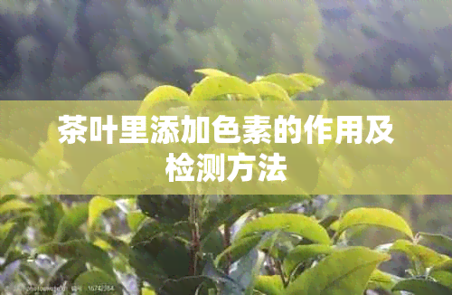 茶叶里添加色素的作用及检测方法