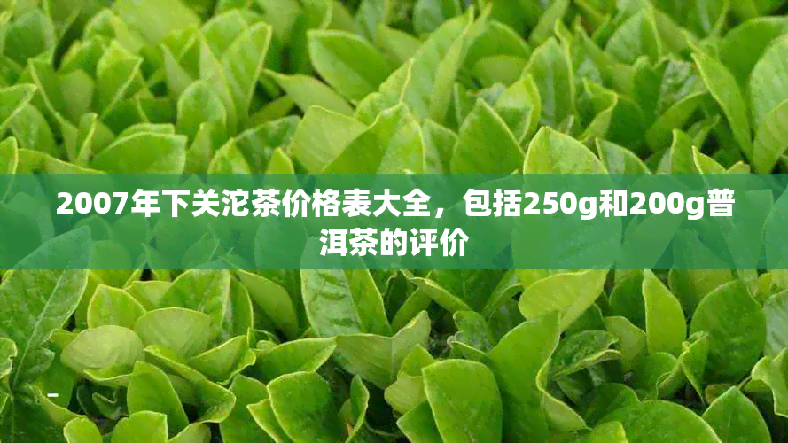 2007年下关沱茶价格表大全，包括250g和200g普洱茶的评价