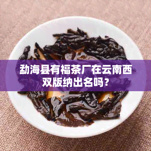 勐海县有福茶厂在云南西双版纳出名吗？