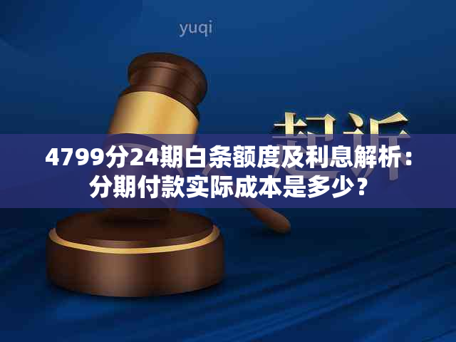 4799分24期白条额度及利息解析：分期付款实际成本是多少？