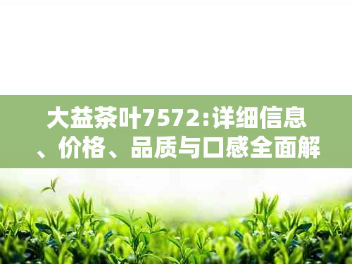 大益茶叶7572:详细信息、价格、品质与口感全面解析，助您轻松选购！