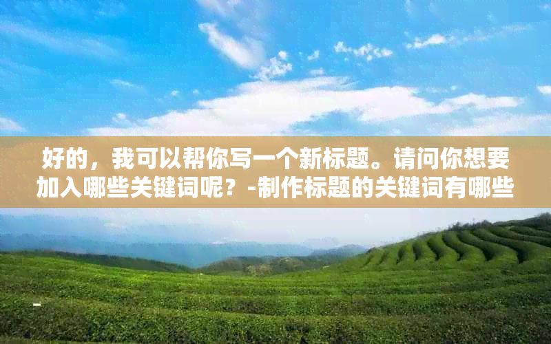 好的，我可以帮你写一个新标题。请问你想要加入哪些关键词呢？-制作标题的关键词有哪些渠道