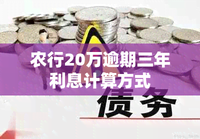 农行20万逾期三年利息计算方式