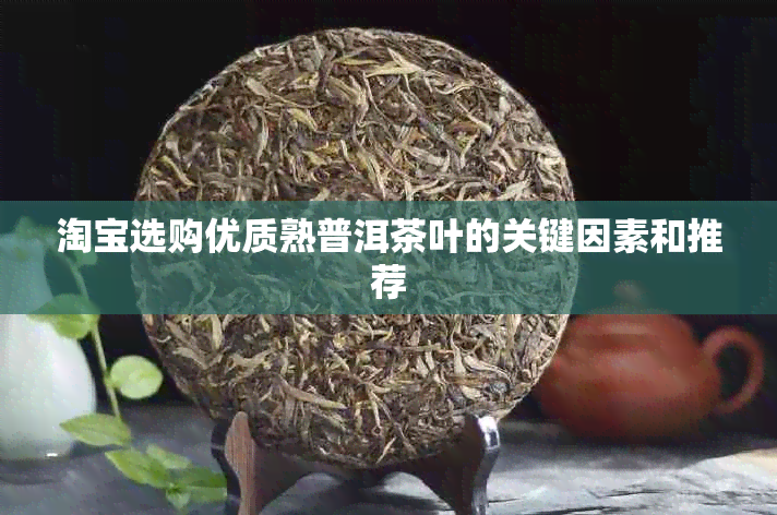 淘宝选购优质熟普洱茶叶的关键因素和推荐