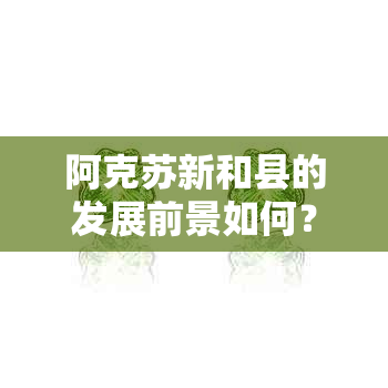 阿克苏新和县的发展前景如何？投资机会和经济增长分析