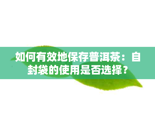 如何有效地保存普洱茶：自封袋的使用是否选择？