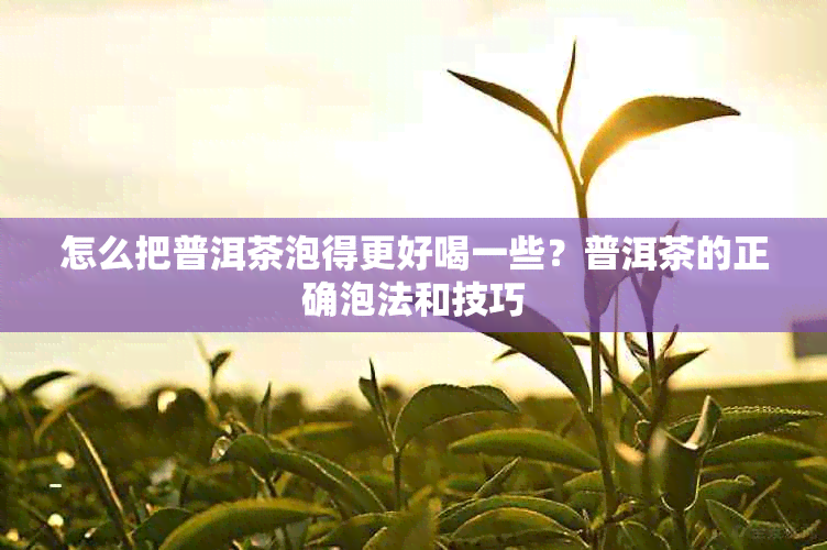 怎么把普洱茶泡得更好喝一些？普洱茶的正确泡法和技巧