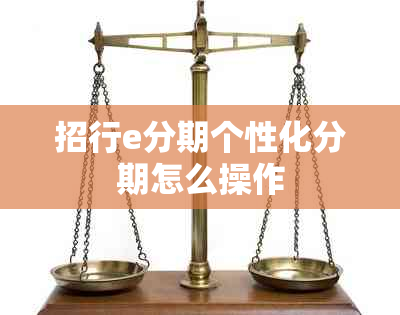 招行e分期个性化分期怎么操作