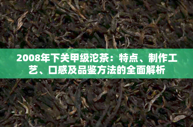 2008年下关甲级沱茶：特点、制作工艺、口感及品鉴方法的全面解析