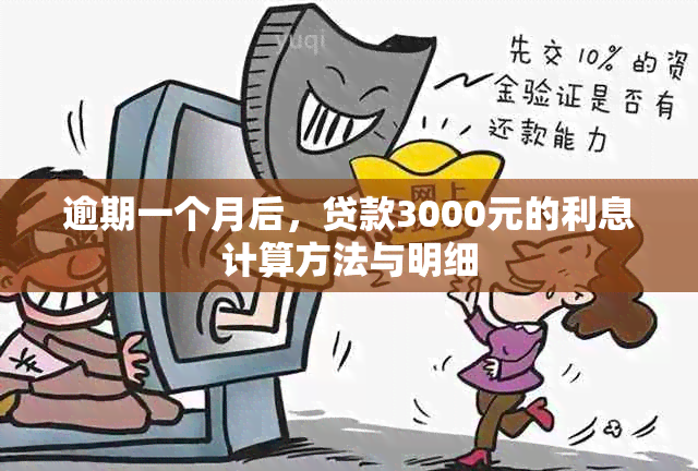 逾期一个月后，贷款3000元的利息计算方法与明细