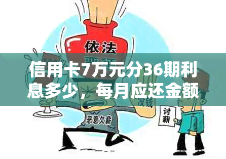 信用卡7万元分36期利息多少，每月应还金额及总利息计算