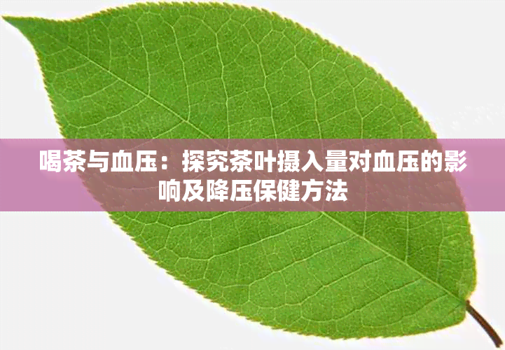 喝茶与血压：探究茶叶摄入量对血压的影响及降压保健方法