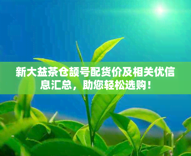 新大益茶仓颉号配货价及相关优信息汇总，助您轻松选购！