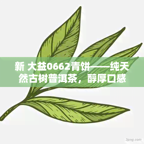 新 大益0662青饼——纯天然古树普洱茶，醇厚口感，健生活首选