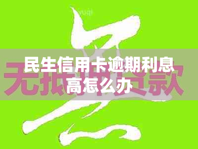 民生信用卡逾期利息高怎么办