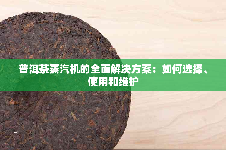 普洱茶蒸汽机的全面解决方案：如何选择、使用和维护