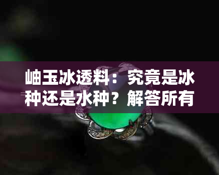 岫玉冰透料：究竟是冰种还是水种？解答所有疑问，全面了解岫玉特性