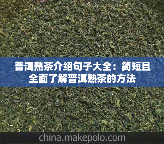 普洱熟茶介绍句子大全：简短且全面了解普洱熟茶的方法