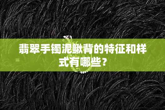 翡翠手镯泥鳅背的特征和样式有哪些？