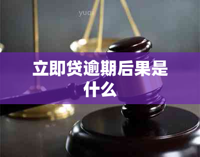 立即贷逾期后果是什么