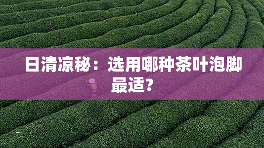 日清凉秘：选用哪种茶叶泡脚最适？