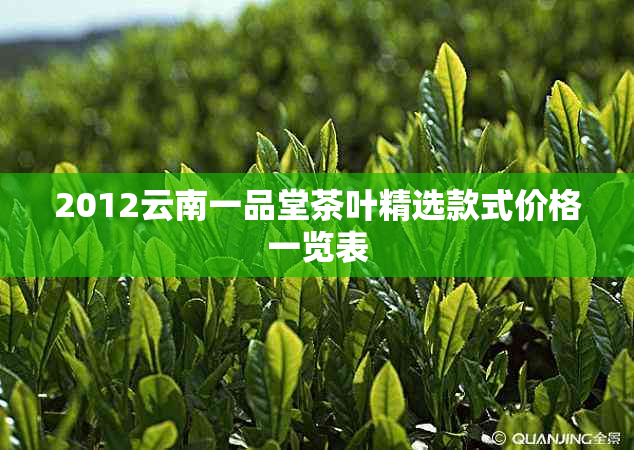 2012云南一品堂茶叶精选款式价格一览表