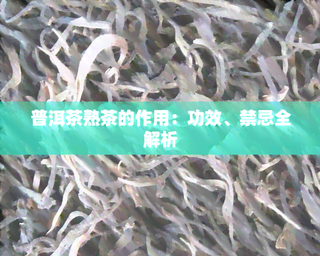 普洱茶熟茶的作用：功效、禁忌全解析