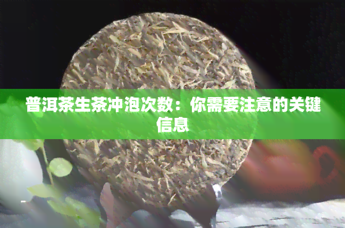 普洱茶生茶冲泡次数：你需要注意的关键信息