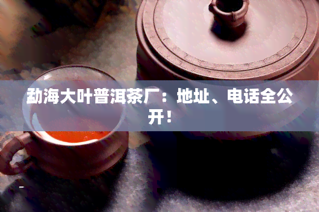 勐海大叶普洱茶厂：地址、电话全公开！