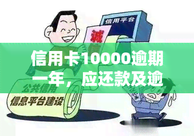 信用卡10000逾期一年，应还款及逾期一个月利息如何计算？