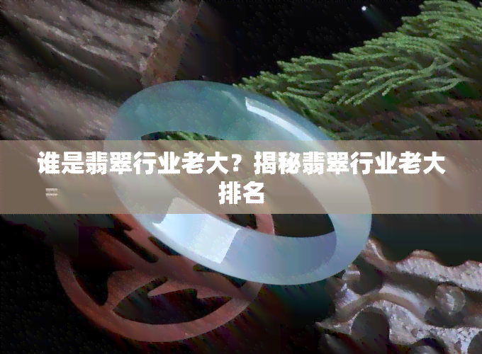 谁是翡翠行业老大？揭秘翡翠行业老大排名